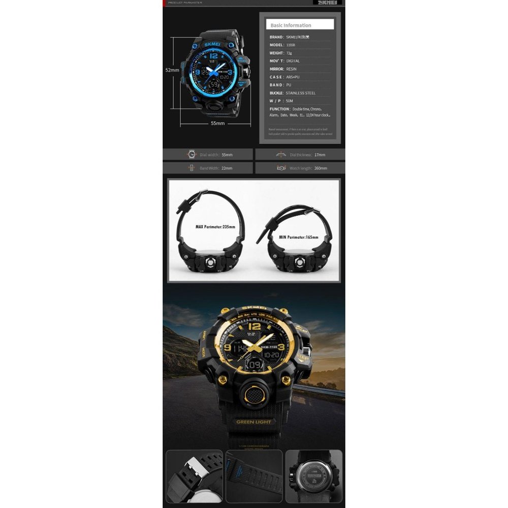 THREE Gshock Style Military Watch by Skmei - Picture 6 of 8